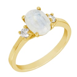 Goldring mit Mondstein und Moissanit Letty
