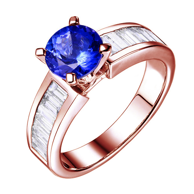 Rosegold Tansanit-Ring mit Diamanten 83263
