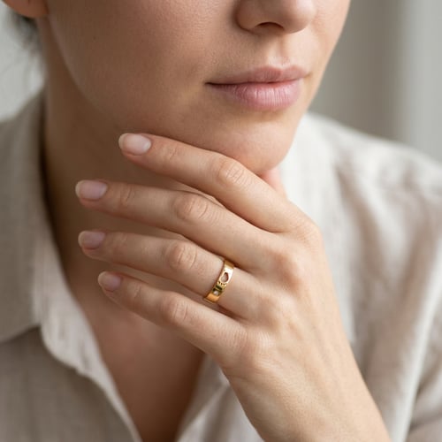 Silberring mit Gravur und Lab Grown Diamant Anaya