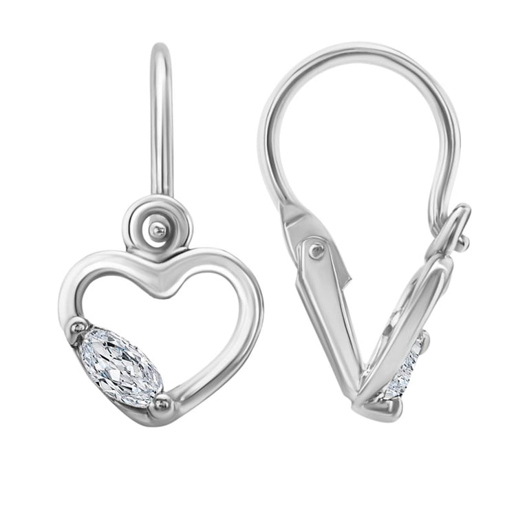 Goldene Kinderohrringe in Herzform mit weißen Saphiren Anastasia 30926