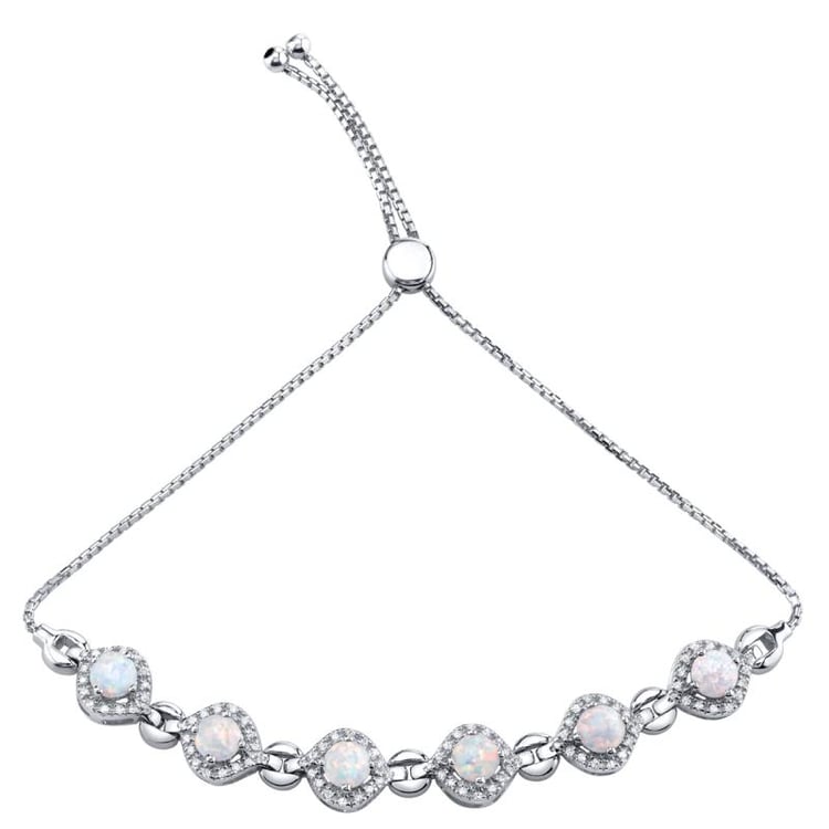 Elegantes silbernes Armband mit weißen Opalen Leobotes