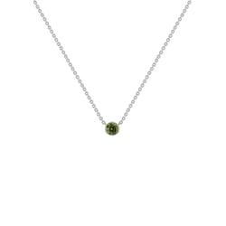 Silberne minimalistische Kette mit einem grünen Diamanten Glosie