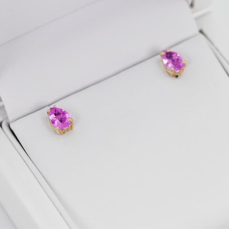 Goldene Ohrstecker mir rosa Saphiren Reata 13895