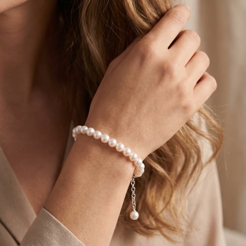 Silbernes Perlenarmband Patia