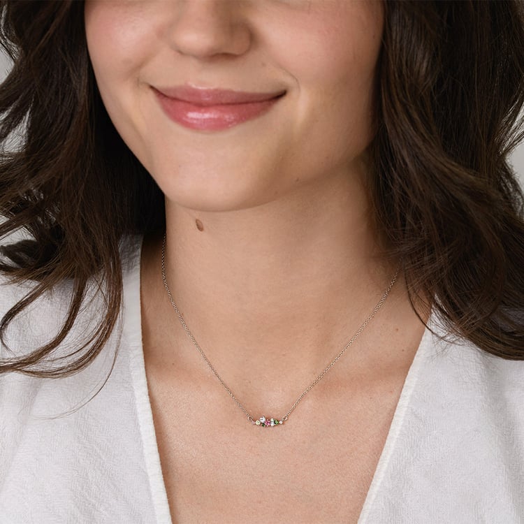 Cluster Halskette mit pastellfarbenen Edelsteinen Kianna 160725