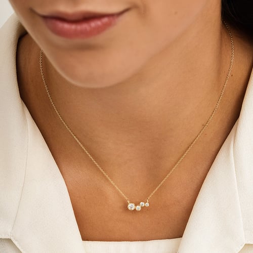 Moderne Goldene Halskette mit Lab Grown Diamanten Viola