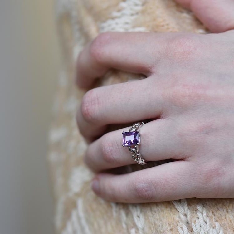 Silberner Amethystring 16513