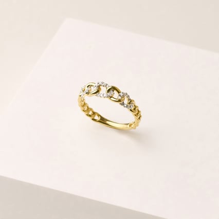 Geflochtener Goldring mit natürlichen Diamanten Rakhi