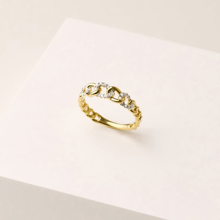 Geflochtener Goldring mit natürlichen Diamanten Rakhi 165541