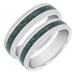 Goldene Eheringe mit schwarzer Opalfüllung Alba