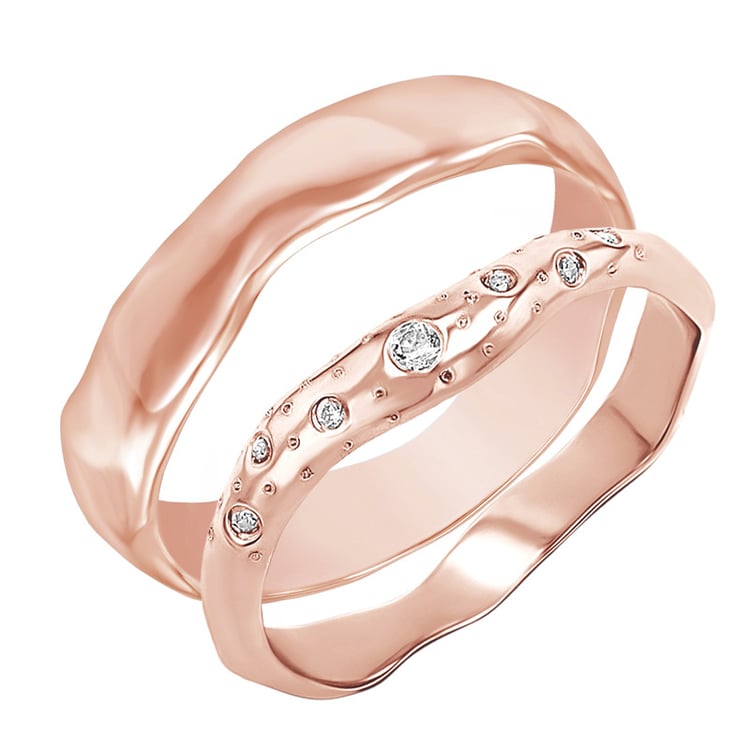 Unregelmäßige Eheringe aus Gold mit Diamanten Parnell 153515