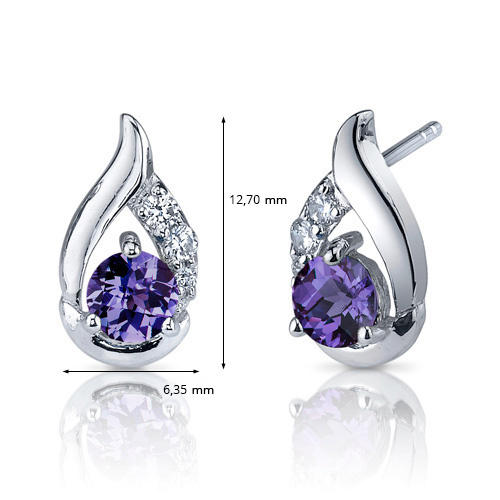 Silberne Ohrringe mit simulierten Alexandriten Edily 79816