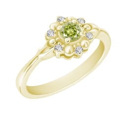 Verlobungsring mit Olivinen und Diamanten Dylah