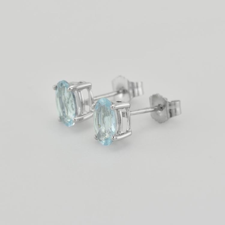 Ohrstecker aus 585 Gold mit ovalen Aquamarinen Qati 8100