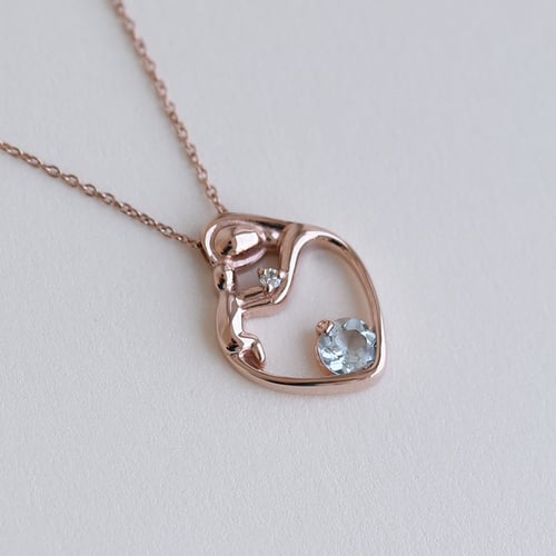 Anhänger Mutter und Kind mit Aquamarine und Diamant Ella