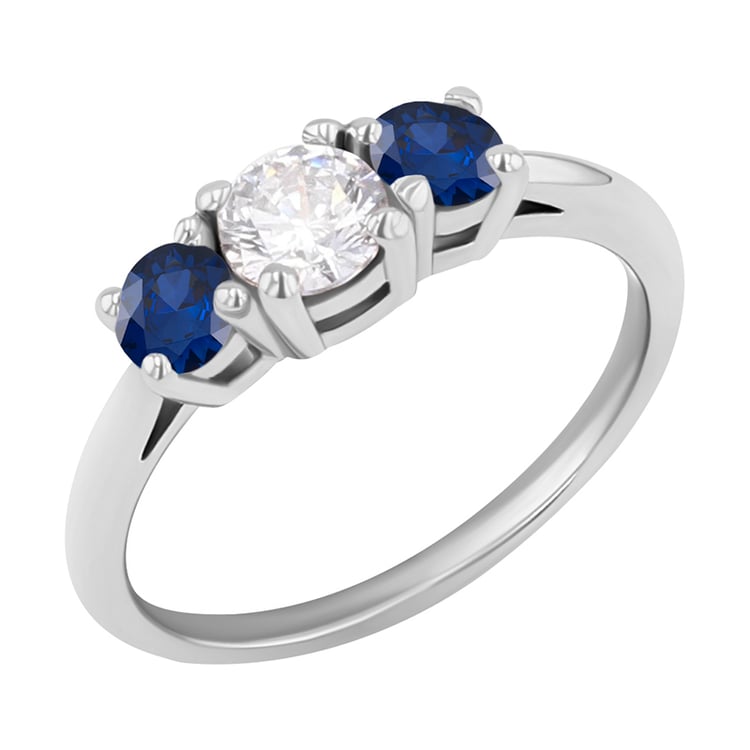 Platinring mit Diamant und Saphiren Calvus