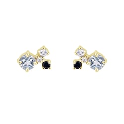 Cluster-Ohrstecker mit Mondstein, Aquamarin, Saphir und einem Diamanten Kerrie