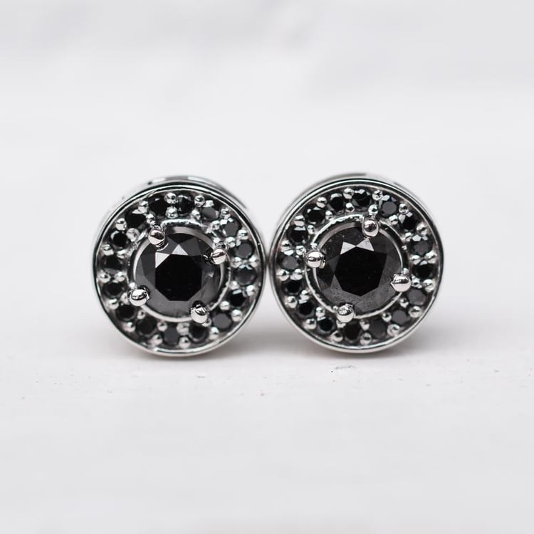 Goldene Ohrstecker mit schwarzen Diamanten Zulfikar 1883