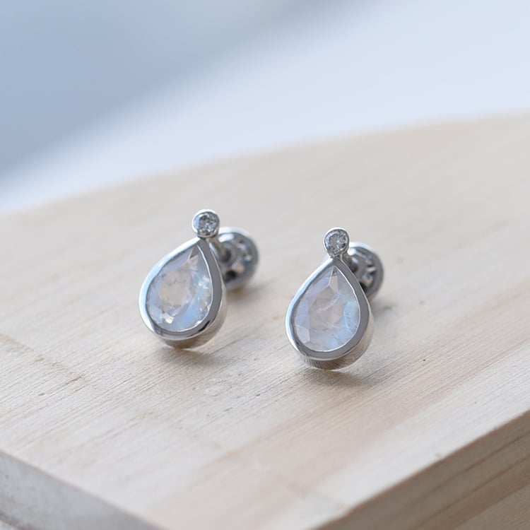 Goldohrringe mit Mondsteinen und Diamanten Vendie 65611