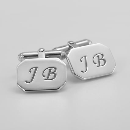 Silberne Manschettenknöpfe mit Gravur Menno