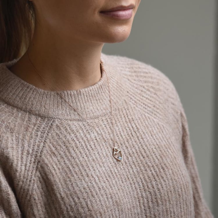 Silberner Anhänger Mutter und Kind mit Aquamarin und Diamant Ella 108843