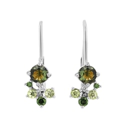 Cluster Ohrringe mit Moldaviten, Saphiren und Diamanten Gita