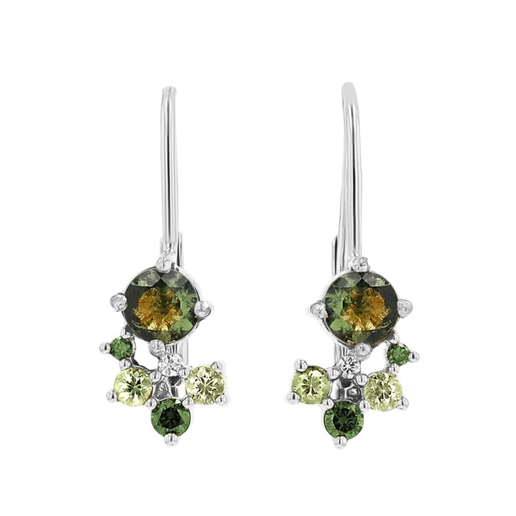 Cluster Ohrringe mit Moldaviten, Saphiren und Diamanten Gita 146866