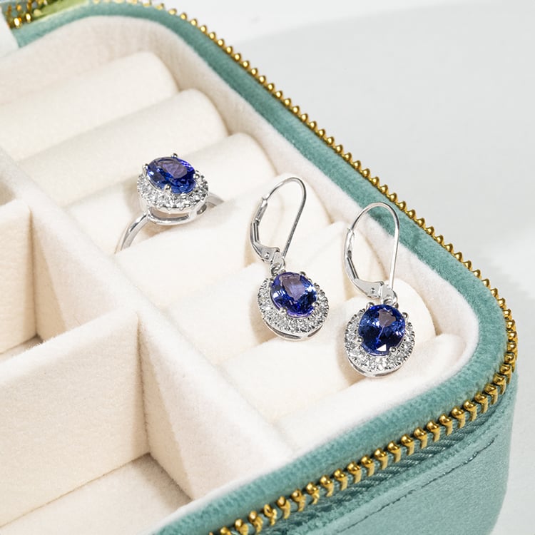 Ohrringe mit Tansaniten und Diamanten Caty 146183