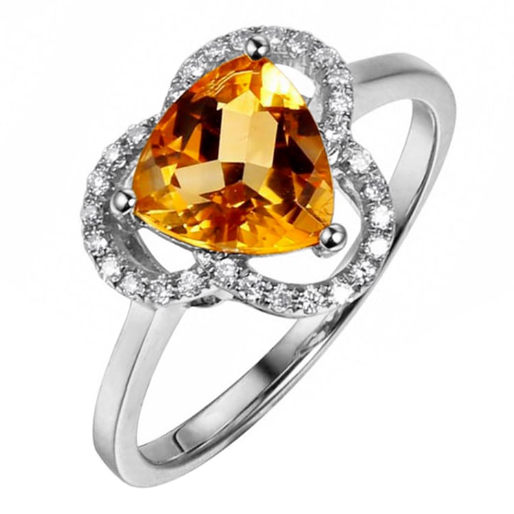 Weißgold Ring mit Citrin und Diamanten 80866