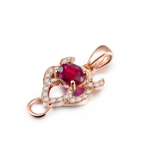 Anhänger mit Rubin im Sternzeichen Stier mit Diamant Toro