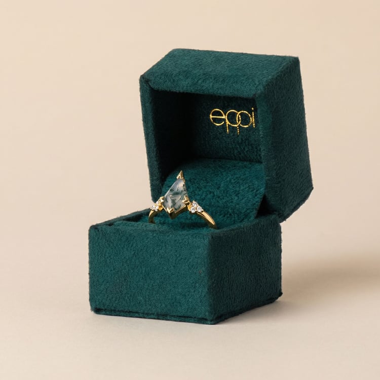 Einzigartiger Scheidungsring mit Moosachat Kettil 165105