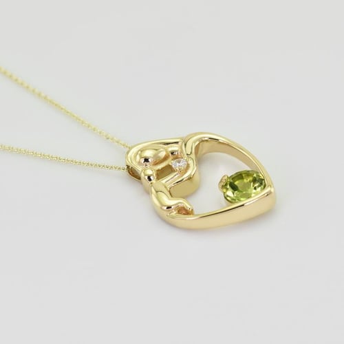 Anhänger Mutter und Kind mit Olivin und Diamant Ella