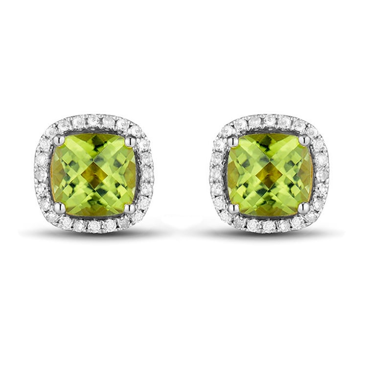 Goldene Ohrringe mit Olivinen und Diamanten Quiny 90548