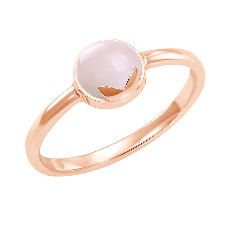 Goldener Ring mit Cabochon-Rosenquarz Yana