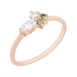 Zarter Ring mit Moissaniten und Tsavorit-Granaten Lowri