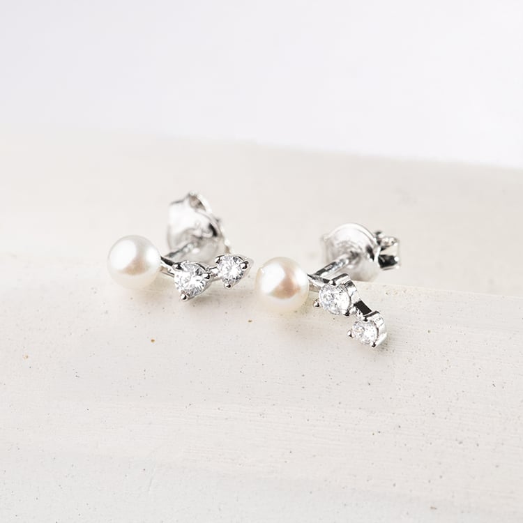 Perlenohrringe mit Zirkonia Muji 147656