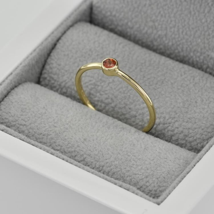 Minimalistischer Goldring mit Padparadscha-Saphir Emilien 42302