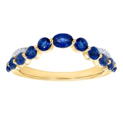 Eleganter Goldring mit Saphiren und Lab Grown Diamanten Sona