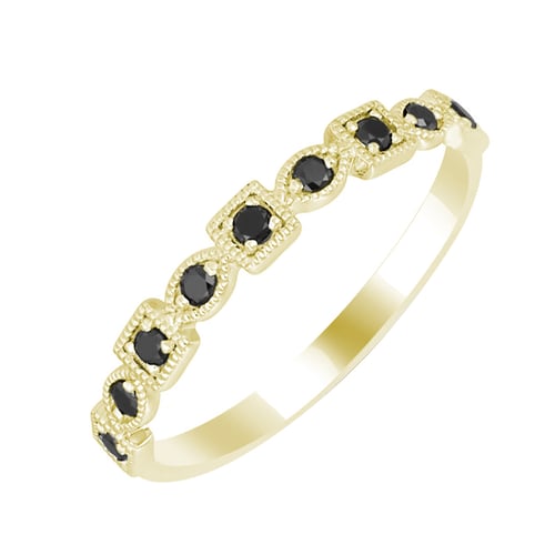 Goldener Memoryring mit schwarzen Diamanten Sanel
