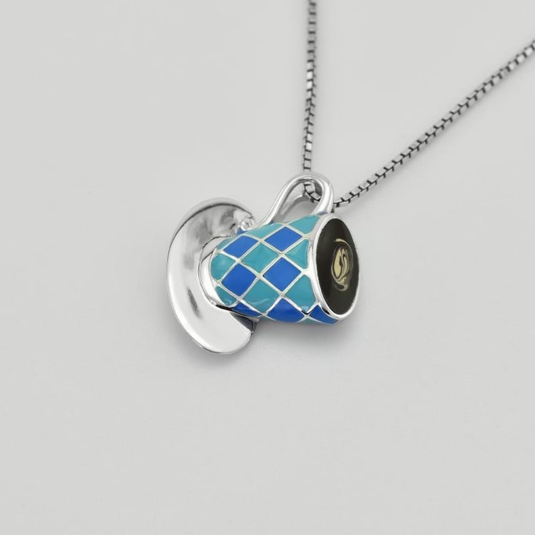 Silberne Halskette in Form einer Kaffeetasse aus Emaille Cup 43371