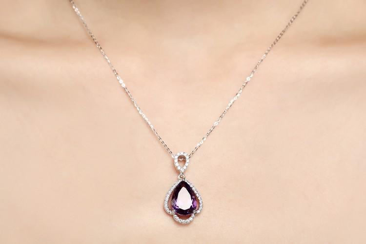Halskette mit Amethyst und Diamanten Anhänger 5282