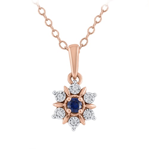 Eleganter Anhänger in Blütenform mit Saphir und Lab Grown Diamanten Aarav
