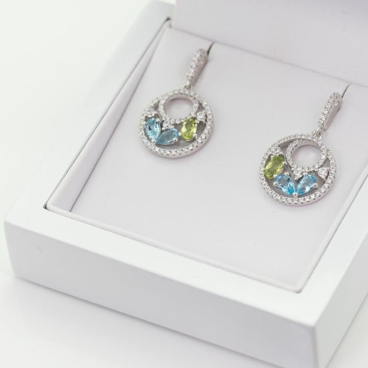 Silberne Ohrringe mit Topas und Olivin Karim 18240