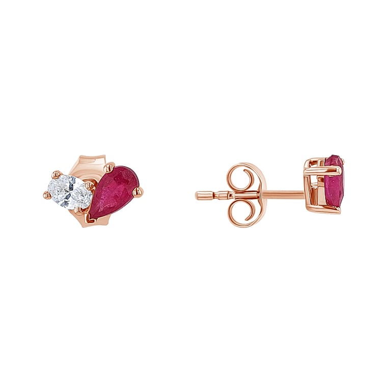 Toi et Moi Ohrstecker mit Rubin und Lab Grown Diamant Adelpha 134943