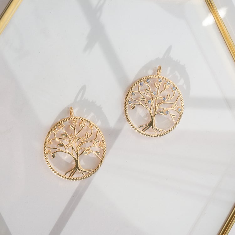 Silberne Citrin-Anhänger in der Form des Baum des Lebens Byrd 118615