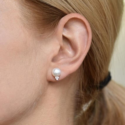 Weiße Perlenohrringe mit Zirkonia Jolene