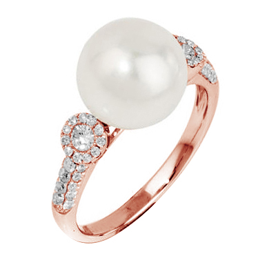 Perlenring aus Roségold 79176