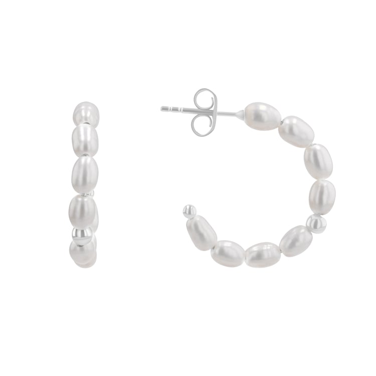 Silberne runde Ohrringe mit Perlen Roxanne 163883