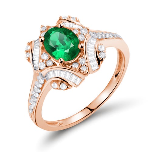 Goldring mit ovalen Smaragden und Diamanten Zane