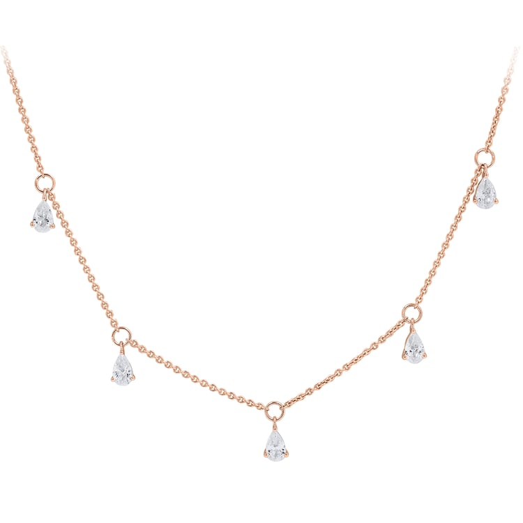 Goldene Halskette mit natürlichen Diamanten in Birnenform Praveen 164973